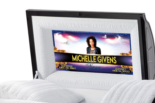 Blue and Gold Casket Insert - Personalized Memorial Design