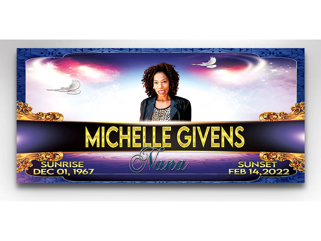 Blue and Gold Casket Insert - Personalized Memorial Design