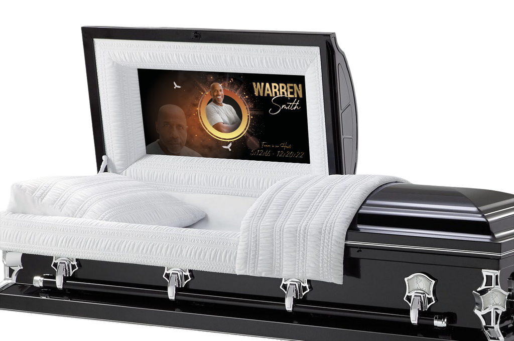 Gold Burst Casket Insert - Personalized Memorial Design