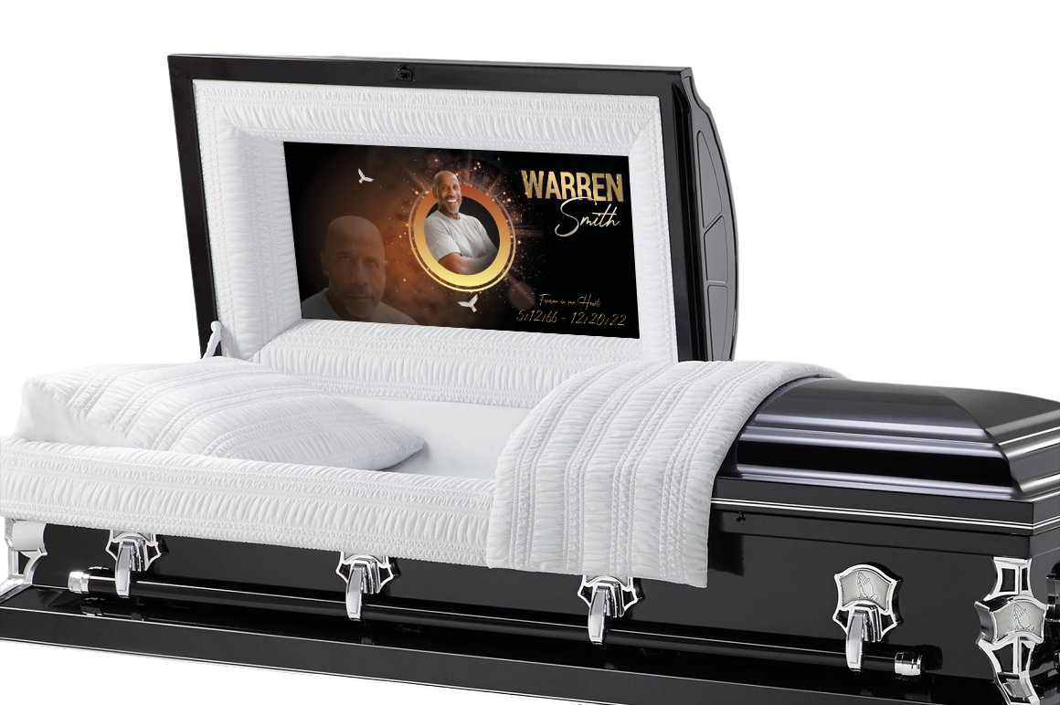 Gold Burst Casket Insert - Personalized Memorial Design