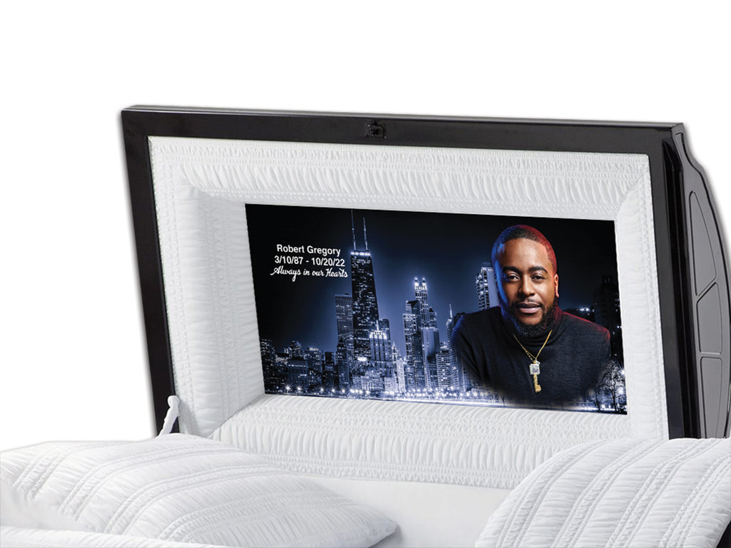 Chicago Glow Casket Insert – Personalized Memorial Design