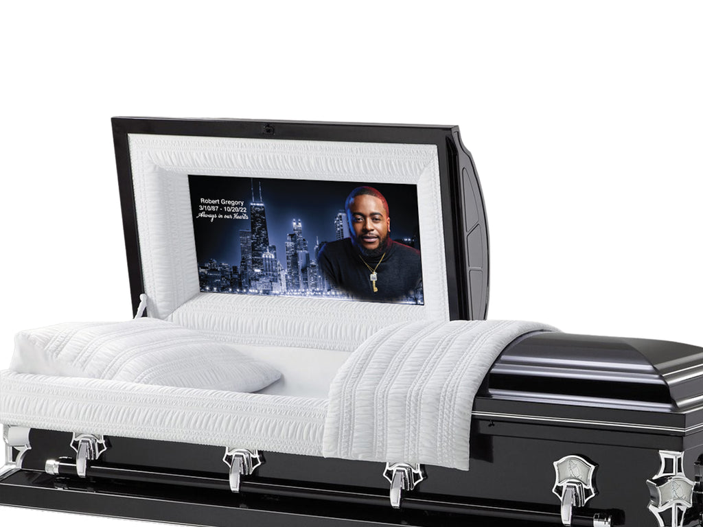 Chicago Glow Casket Insert – Personalized Memorial Design