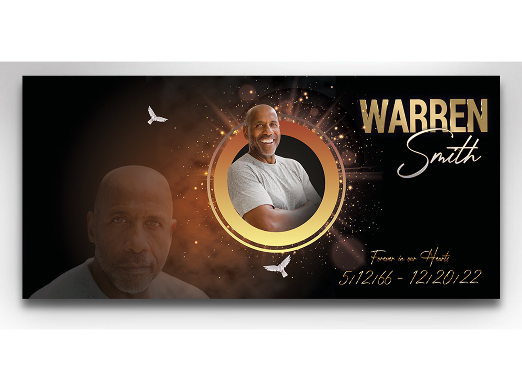 Gold Burst Casket Insert - Personalized Memorial Design