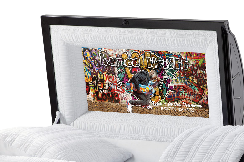 Graffiti  Style Casket Insert - Personalized Memorial Design