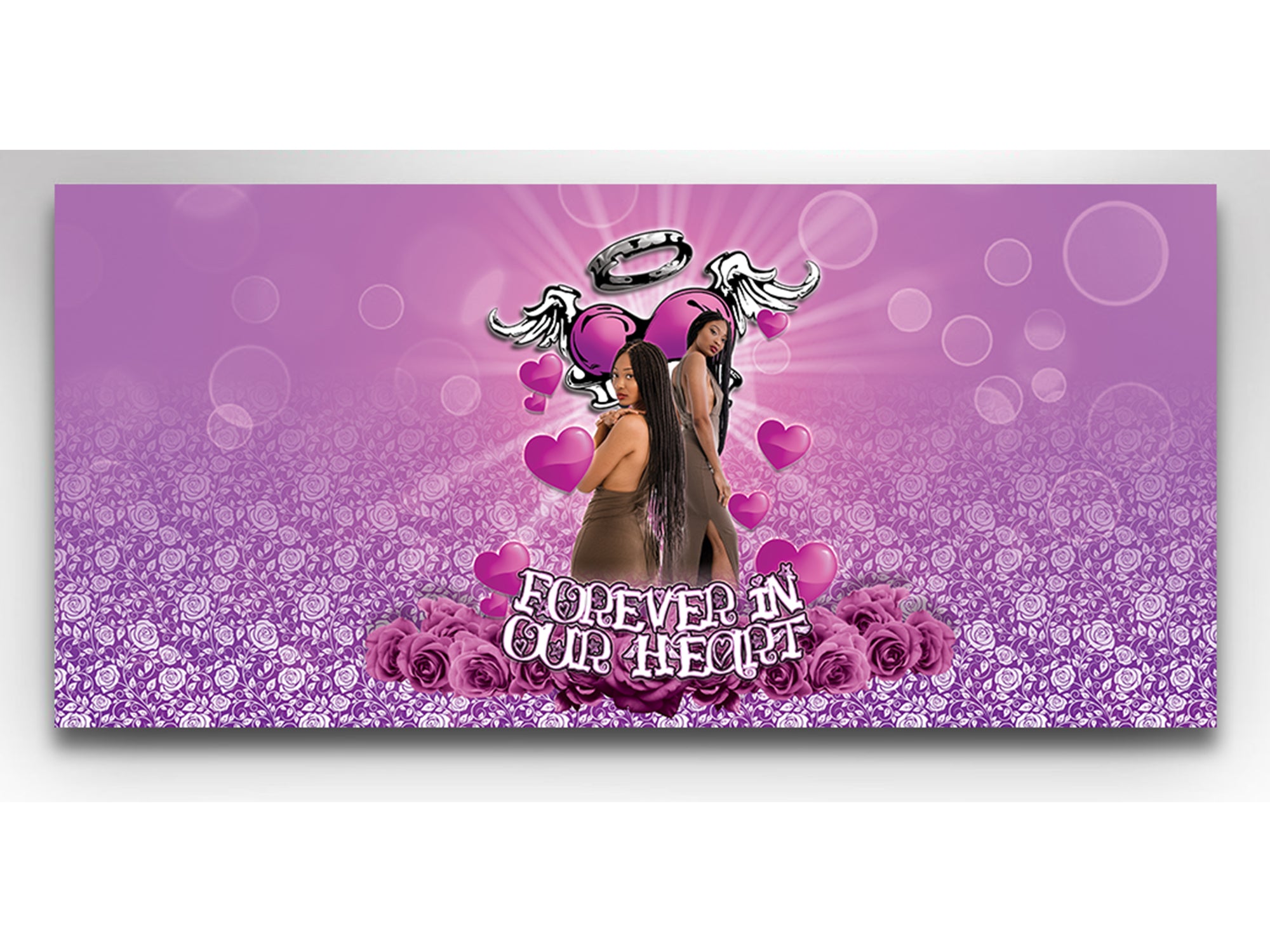Lovely Heart Casket Insert - Personalized Memorial Design