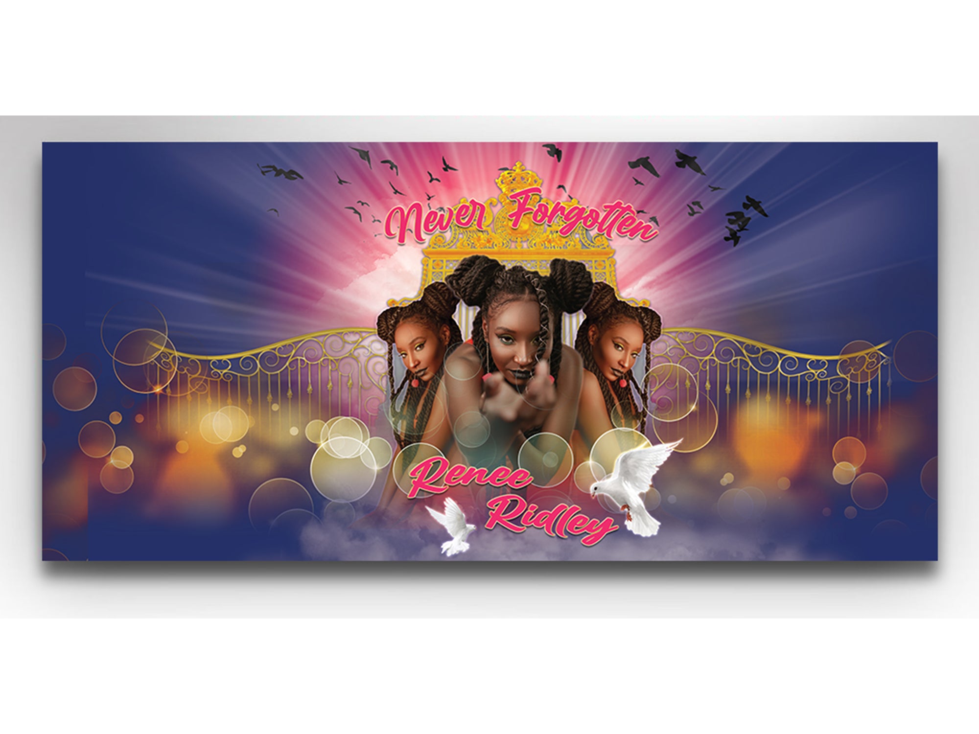 Purple Glory Casket Insert - Personalized Memorial Design