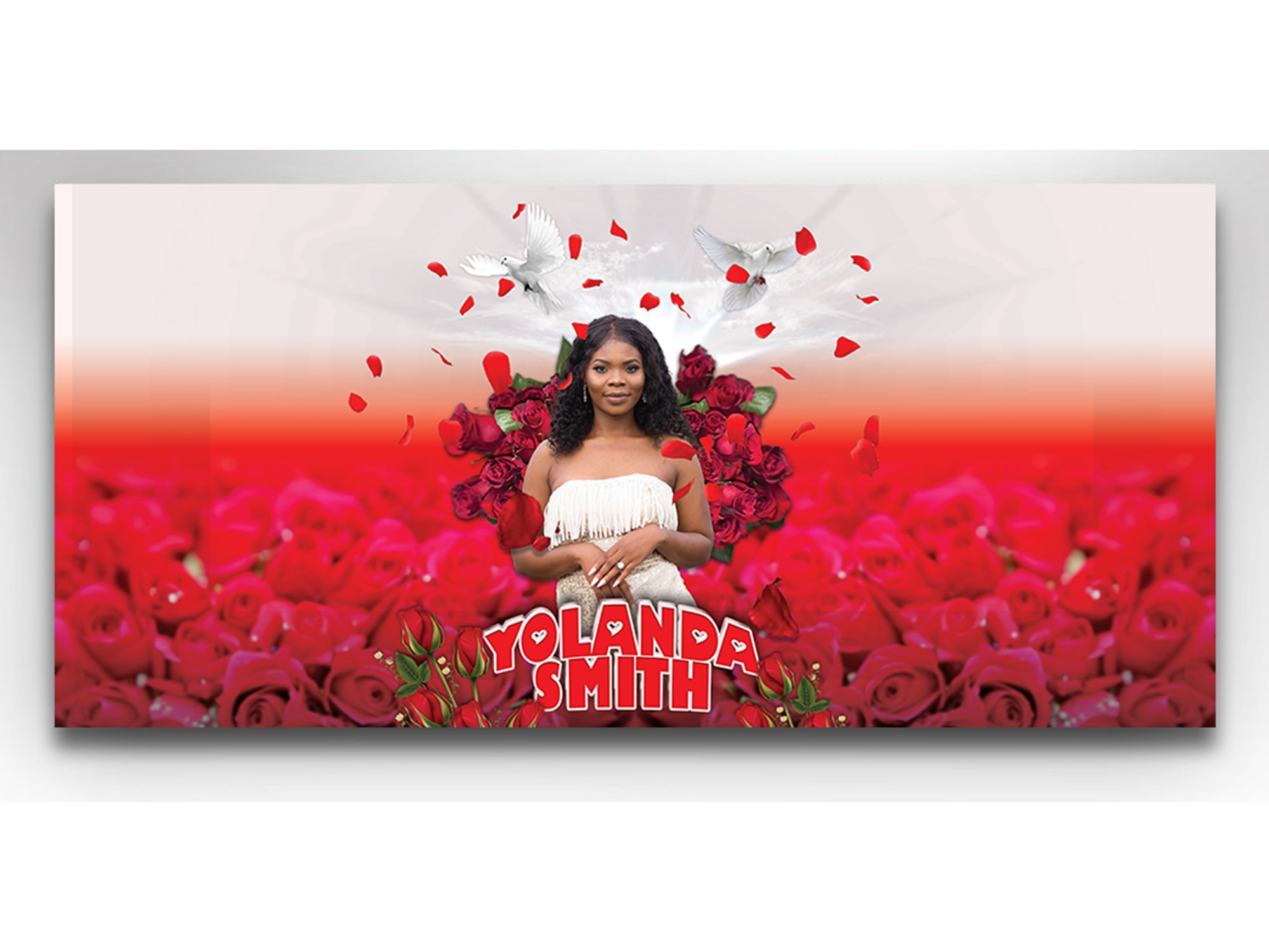 Red Roses Casket Insert - Personalized Memorial Design