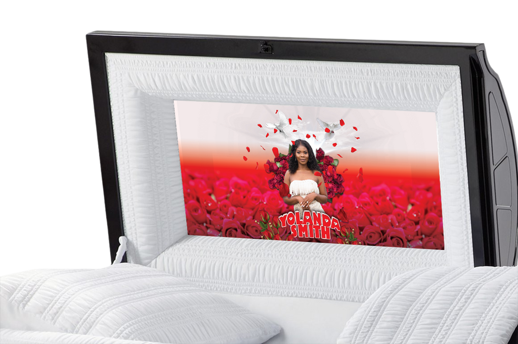 Red Roses Casket Insert - Personalized Memorial Design