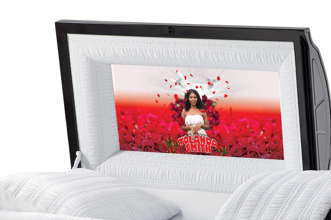 Red Roses Casket Insert - Personalized Memorial Design