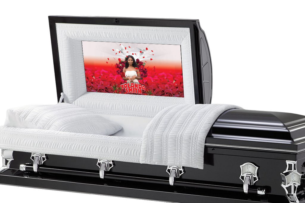 Red Roses Casket Insert - Personalized Memorial Design