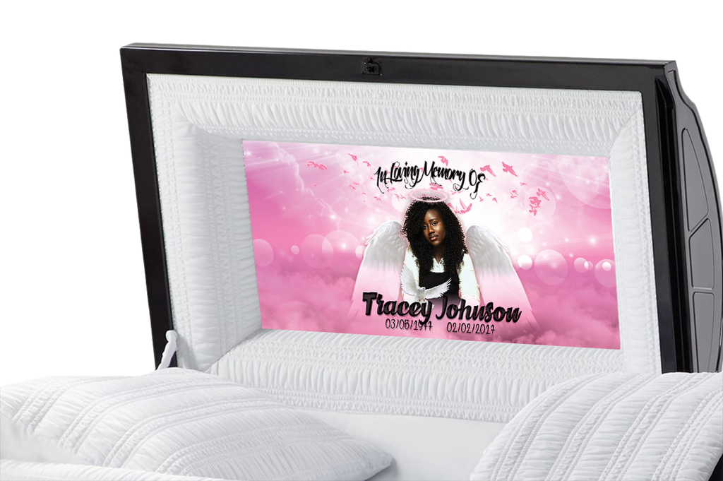 Pink Skies Casket Insert - Personalized Memorial Design