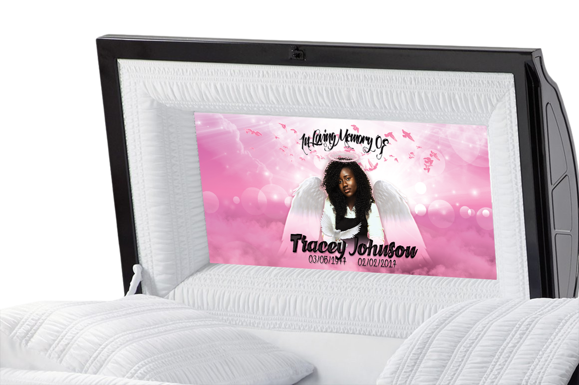 Pink Skies Casket Insert - Personalized Memorial Design