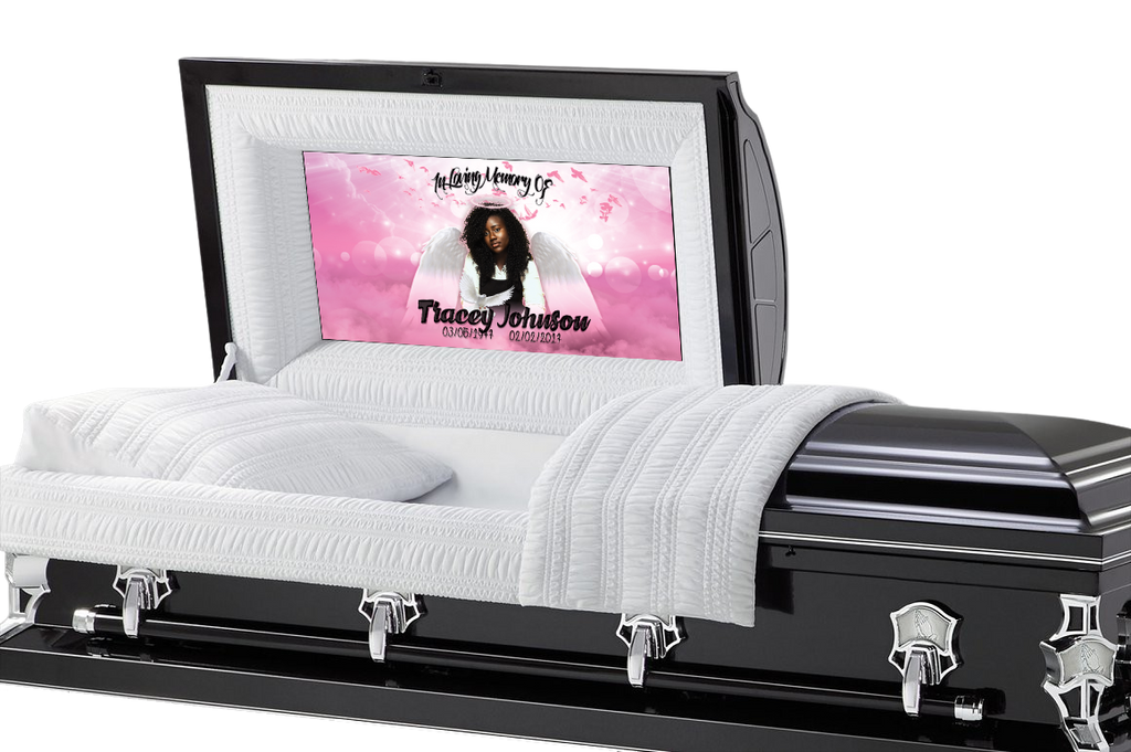 Pink Skies Casket Insert - Personalized Memorial Design