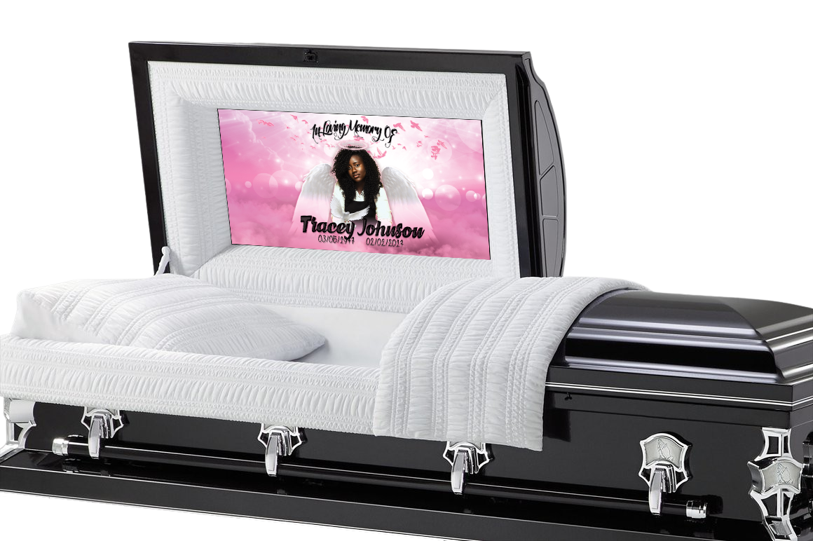 Pink Skies Casket Insert - Personalized Memorial Design