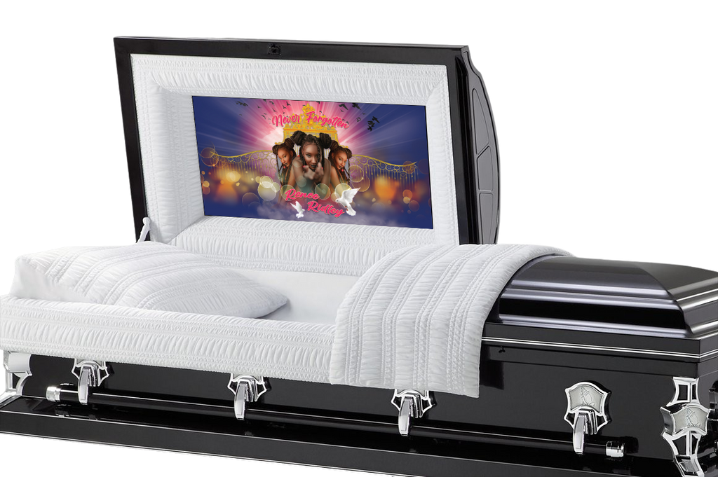 Purple Glory Casket Insert - Personalized Memorial Design