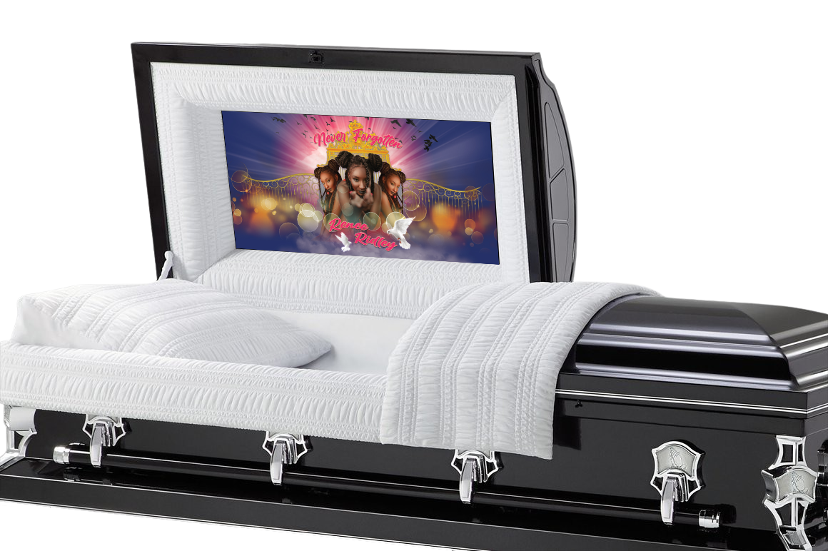 Purple Glory Casket Insert - Personalized Memorial Design