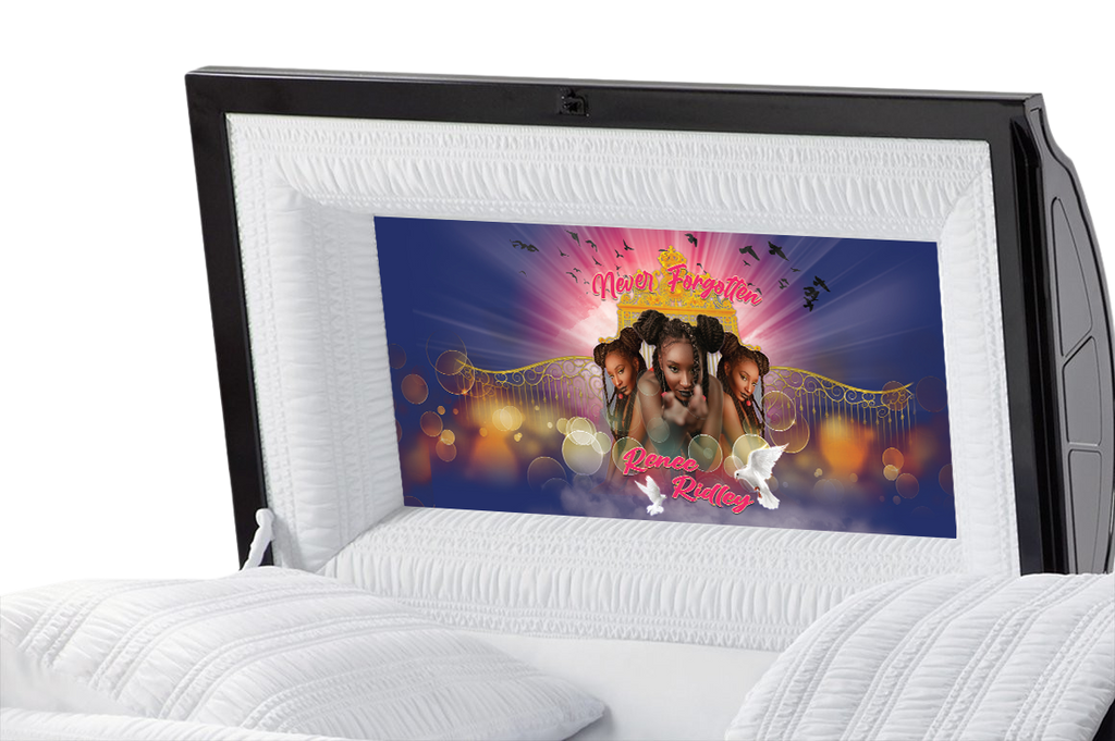 Purple Glory Casket Insert - Personalized Memorial Design