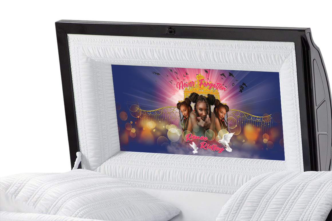 Purple Glory Casket Insert - Personalized Memorial Design