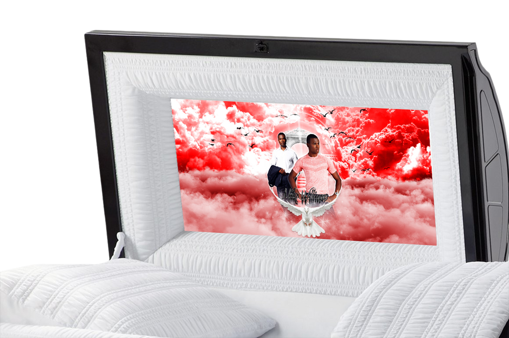 Red Skies Casket Insert - Personalized Memorial Design