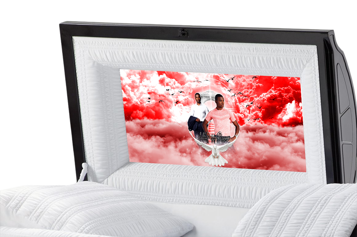 Red Skies Casket Insert - Personalized Memorial Design