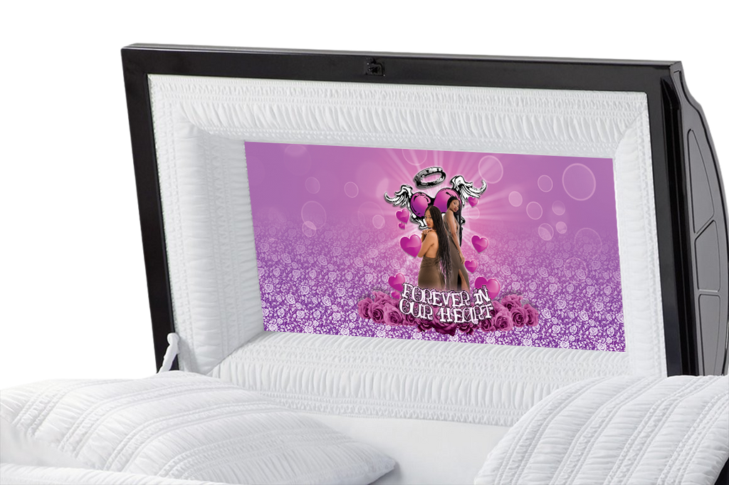 Lovely Heart Casket Insert - Personalized Memorial Design