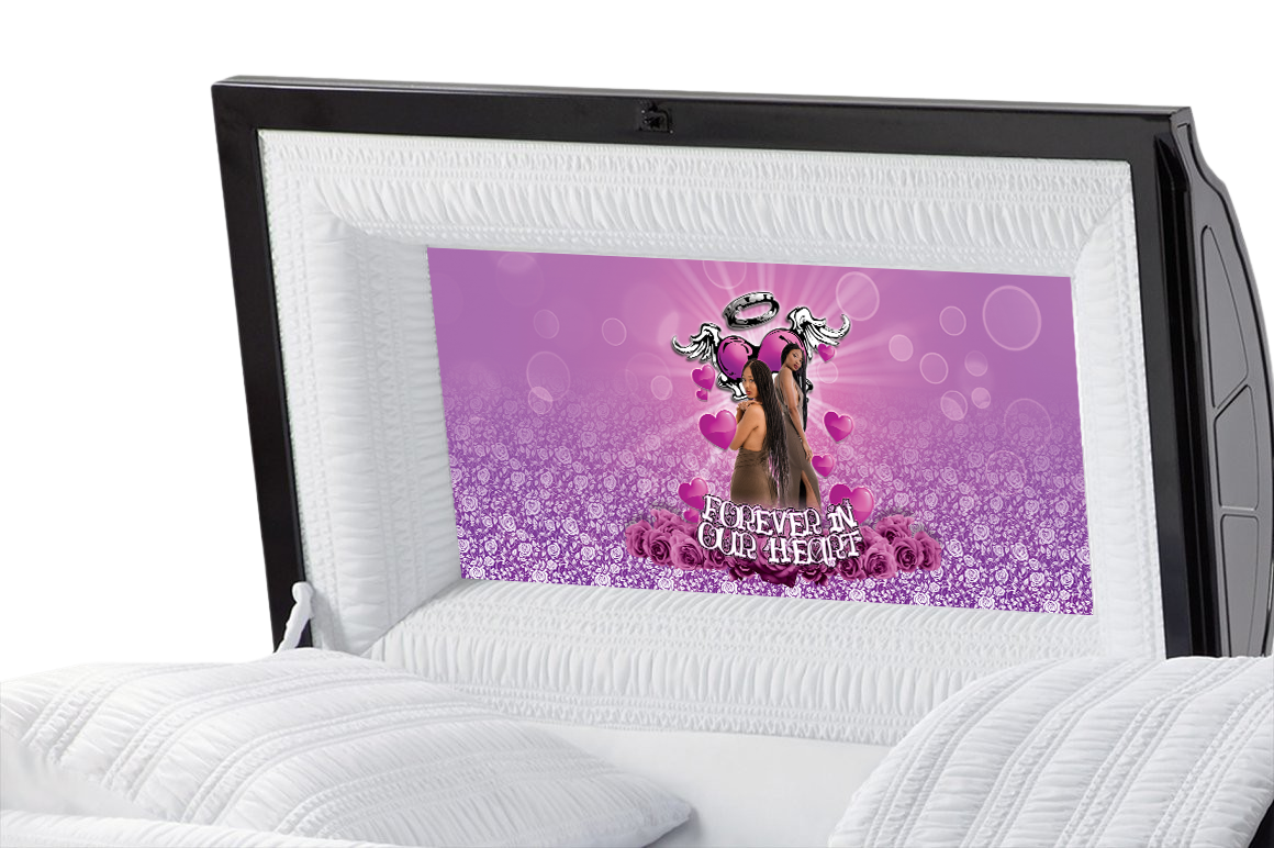 Lovely Heart Casket Insert - Personalized Memorial Design